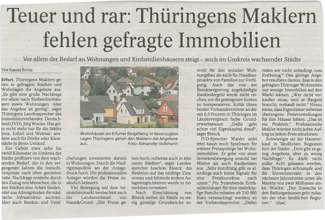 Teuer und rar - Thüringens Makler fehlen gefragte Immobilien